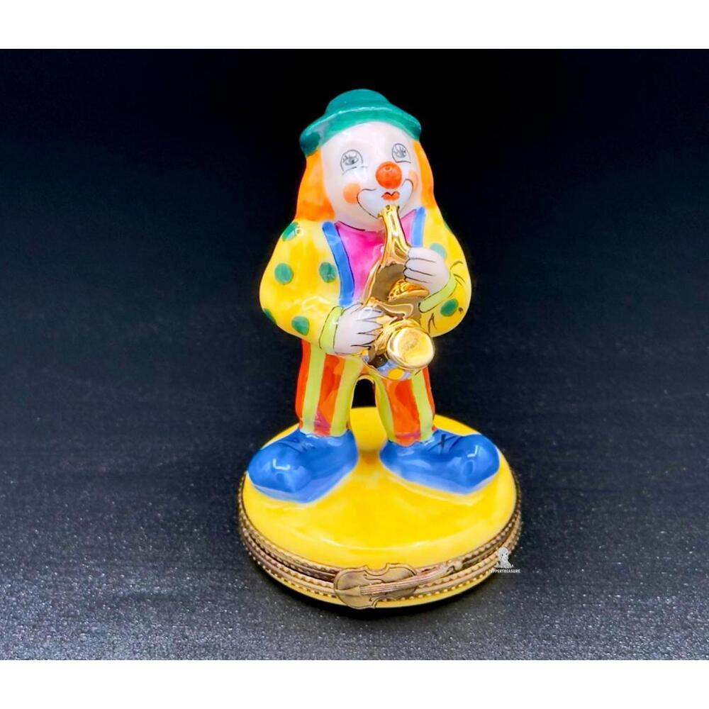 Very Rare Sinclair Limoges France Clown Saxophone Trinket Box Ltd Ed 131/500
